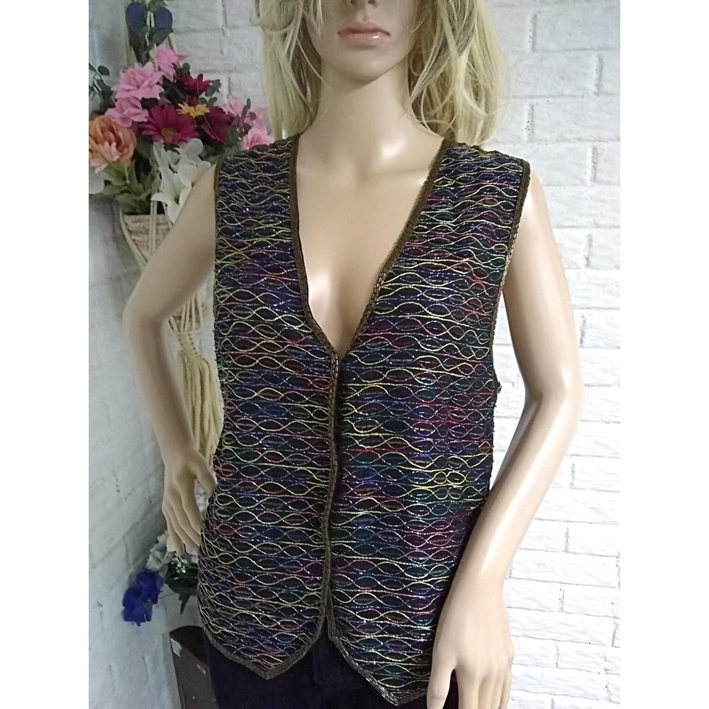 Creazioni Effeci Multicolor Beaded Front Vest (M)